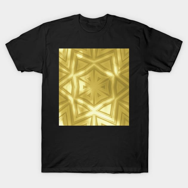Elegant gold striped kaleidoscope with bokeh T-Shirt by hereswendy